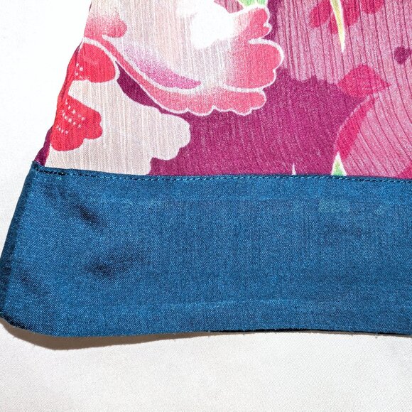 Express	| Sheer Kimono Sleeve Purple Tropical Floral Print Blouse | Size Small - Picture 12 of 15